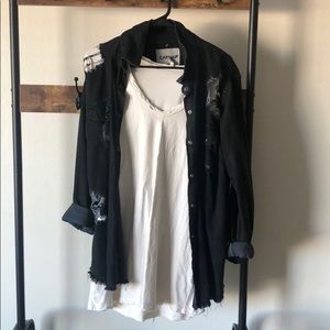 LF Carmar distressed black oversized denim